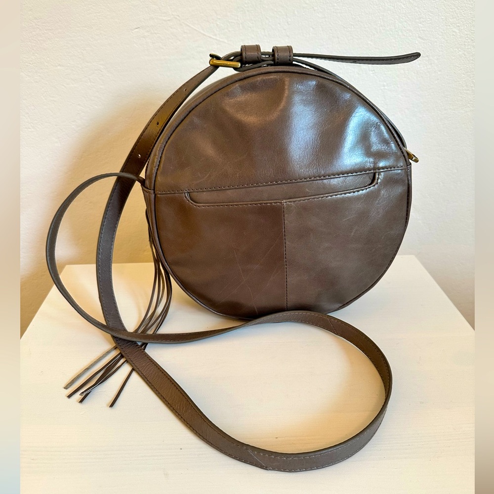 HOBO Gray Round | Circular Leather Crossbody Purse